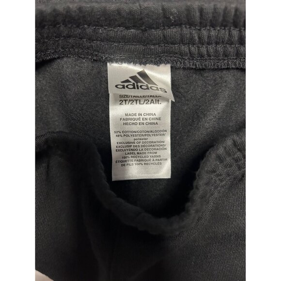 Adidas Youth Black Red Athletic Track Sweat Pants Size 2T Fleece Joggers New - Picture 4 of 5